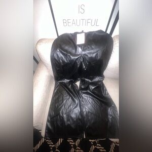 Faux leather wide leg pants